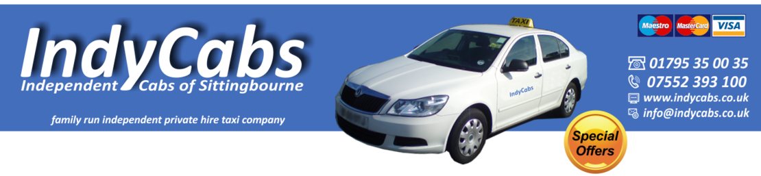 Airport transfer and taxi service from Sheerness-on-Sea, Faversham, Sittingbourne and Kent
